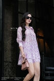 (4 màu) Áo sơ mi cổ Đức ren hoa tay lỡ