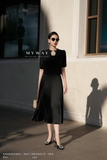 Chân váy xòe Lụa dập ly basic