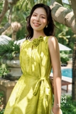 (3 màu) Đầm maxi cổ tròn đính hoa đính ngọc trên mắt cá