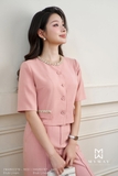 Áo sơ mi suông vừa dáng cổ tròn