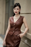Áo gile cổ tim dáng ôm