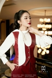 (3 màu) Áo gile cổ U cách điệu
