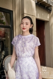 Chân váy xòe Tơ họa tiết hoa tím