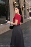(3 màu) Áo cotton cổ thuyền tay ngắn dáng suông ôm
