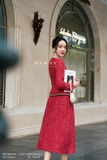 Chân váy xòe Dạ Tweed xếp ly bản lớn