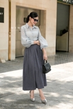 (2 màu) Chân váy xòe xếp ly Garbadine công sở