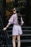 (4 màu) Áo sơ mi cổ Đức ren hoa tay lỡ