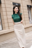 Áo kiểu suông vừa dáng cổ tròn biến kiểu