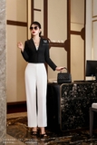 (2 màu) Áo vest dáng ngắn dài tay công sở