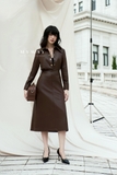 Đầm sơ mi Simili Leather có đai