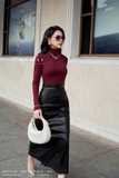 Áo kiểu Cotton Jersey cổ lọ
