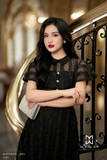 Đầm xòe lưới chấm bi