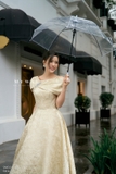 Đầm xòe dáng cổ biến kiểu dài qua bắp