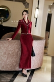 Áo vest nhung croptop viền dây kim tuyến