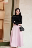 (6 màu) Chân váy xòe họa tiết polka dots sang trọng