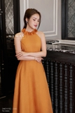Đầm xòe dáng cổ yếm hoa 3D