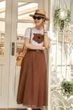 (5 màu) Áo cotton dáng cổ tròn phối hoa 3D