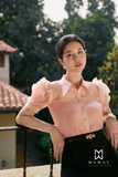 Áo sơ mi công sở xoắn hoa tay áo