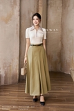Áo cotton ngắn tay cổ Đức phối màu
