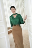 (5 màu) Áo kiểu tay lỡ cổ cut-out phối vạt