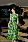 (2 màu) Đầm tiệc Taffeta họa tiết hoa hồng