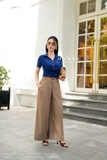 (3 màu) Áo cotton dáng ôm vừa phối cổ Đức