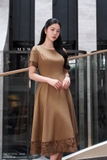 Đầm xòe rủ dáng cơ bản cổ tròn
