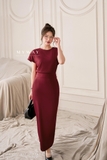 Chân váy A cotton cạp cao có xẻ sau