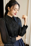 Áo sơ mi cổ Đức ren hoa