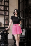 (5 màu) Quần short cạp cao dáng cơ bản