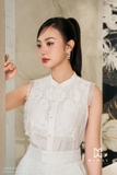 Quần short cạp cao họa tiết ren
