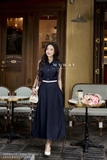(2 màu) Chân váy A denim xẻ trước