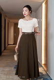 (2 màu) Áo cotton ngắn tay cổ thuyền basic