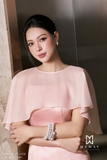 (2 màu) Đầm ôm dáng cổ tròn phối áo choàng ngoài