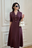 Đầm xòe dáng cổ 2 ve dài qua bắp
