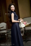 (2 màu) Chân váy A denim xẻ trước