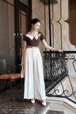 Áo cotton ngắn tay phối viền cổ