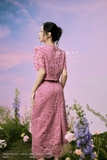 (3 màu) Áo kiểu ngắn tay ren hoa dáng ngắn