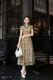 Đầm sơ mi ứng dụng cao hoạ tiết hoa