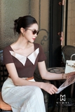 (2 màu) Quần công sở ống suông xếp ly