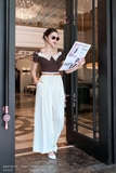 (2 màu) Quần công sở ống suông xếp ly