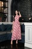 (2 màu) Đầm xòe maxi họa tiết hoa không tay