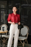 (2 màu) Quần baggy Gabadine công sở xếp ly