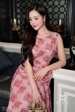 (2 màu) Đầm xòe maxi họa tiết hoa không tay