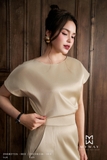 (4 màu) Áo Lụa cổ thuyền ngắn tay dáng suông