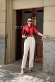 (2 màu) Quần baggy Gabadine công sở xếp ly