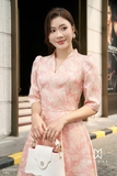 (2 màu) Đầm xòe dáng cổ biến kiểu dài qua bắp