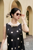 Đầm suông cổ đổ họa tiết chấm bi