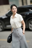 Áo sơ mi suông cổ Đức tay chờm