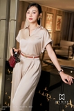 Quần lụa ống suông cạp cao